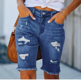 Summer Mid-waist Slim-Fit Cropped Pants Jeans For Women - Swefashionstore