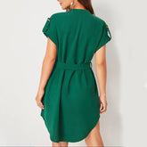 V-neck Short Sleeve Dress For Women - Swefashionstore