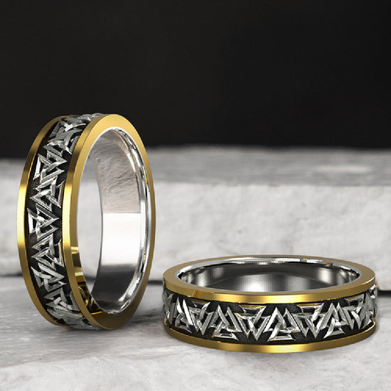 Viking Knot Silver Set Bronze Ring Male - Swefashionstore