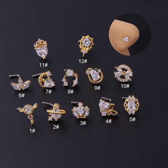 Fashion Personality Love Crown Zircon Nose Stud