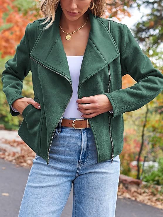 Fashion Casual Short Motorcycle Suede Jacket - Swefashionstore