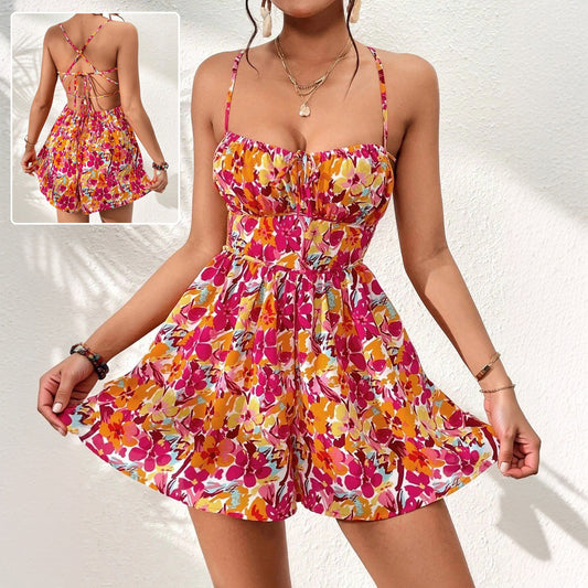 Women's Floral Print Holiday Short Dress