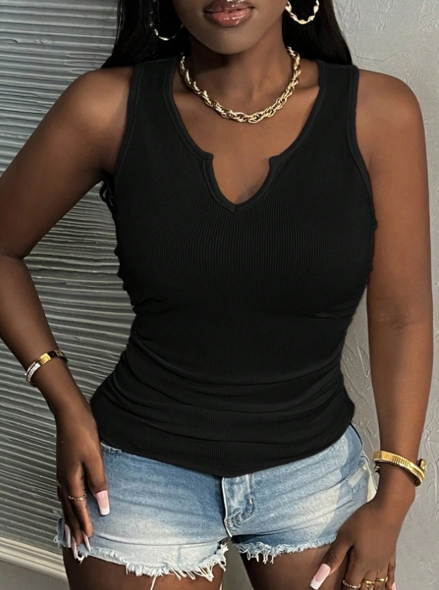 SOMMER Lässiges geripptes weißes ärmelloses Tanktop für Damen
