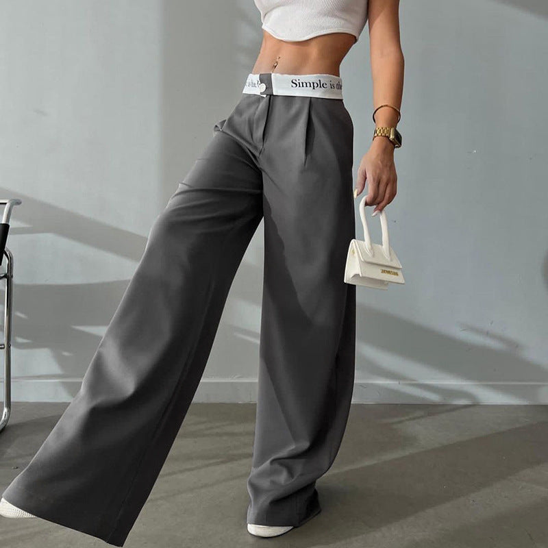 Knitted High Waist Contrast Color Loose Trousers - Swefashionstore