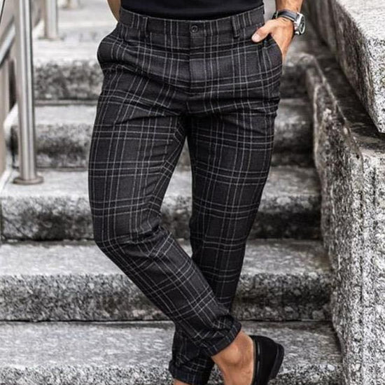 Plaid Print Pants Men&