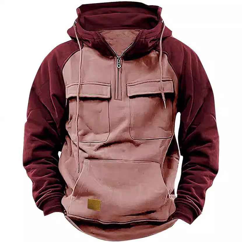 Fall Winter Retro Cargo Hoodies Men&