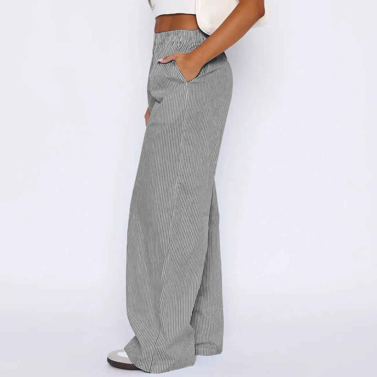 Striped Trousers With Pockets for Stylish Comfort - Swefashionstore