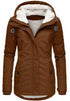 Winter Hooded Jacket for Women - Solid Color Fleece Zip-up with Pockets