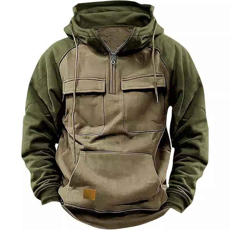 Fall Winter Retro Cargo Hoodies Men&