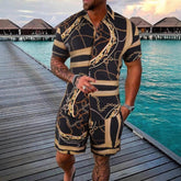 GOLD FASHION Chain 3D Digital Printing Shirt Shorts Suit - Swefashionstore