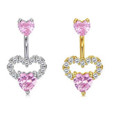Hot Sale  Zirconium Loving Heart Zircon Navel Stud