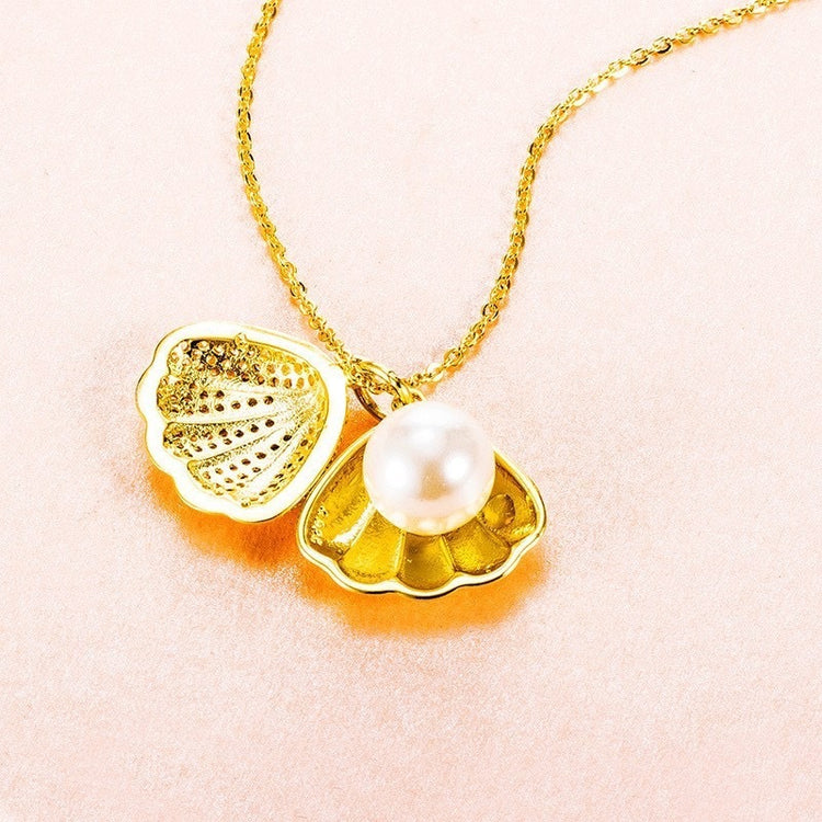 Shell Pearl Necklace With Rhinestones Female Zircon - Swefashionstore