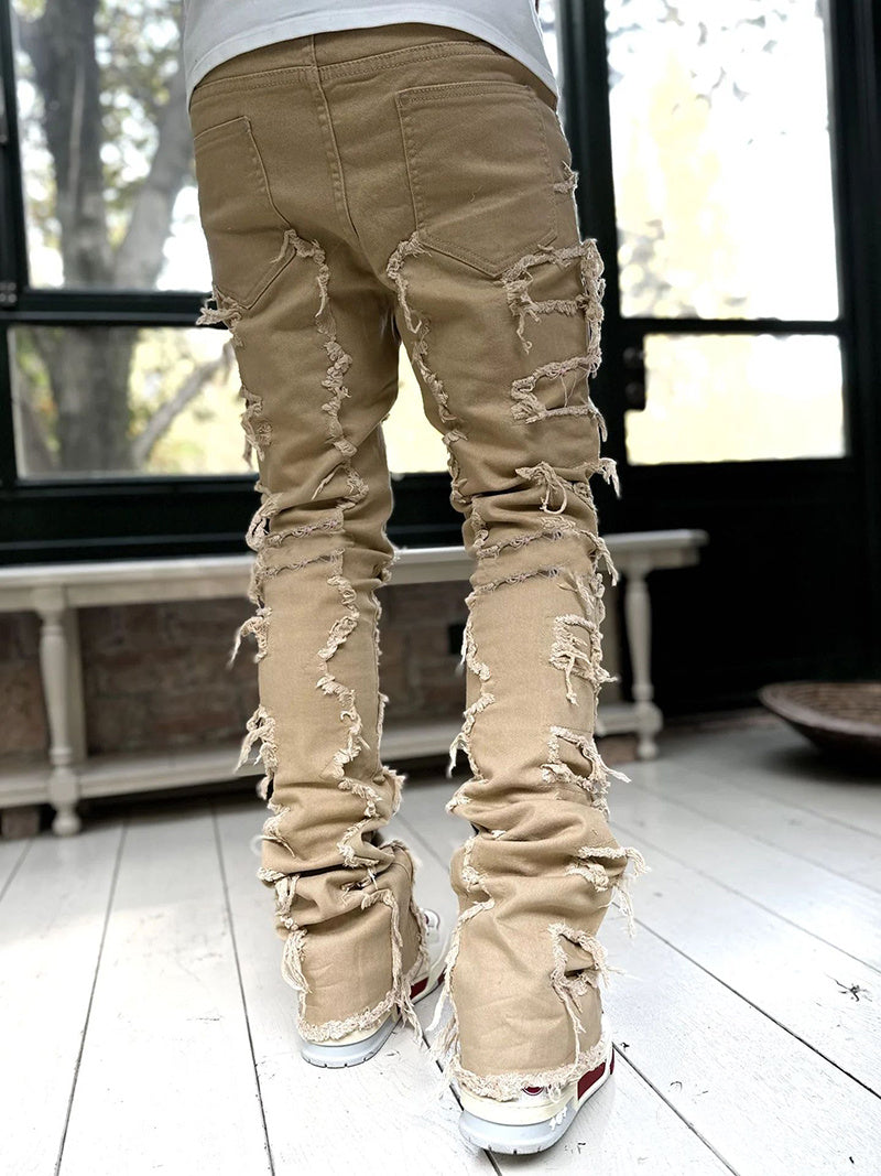 Long Tight Fit Stacked Jeans For Mens Clothing - Swefashionstore
