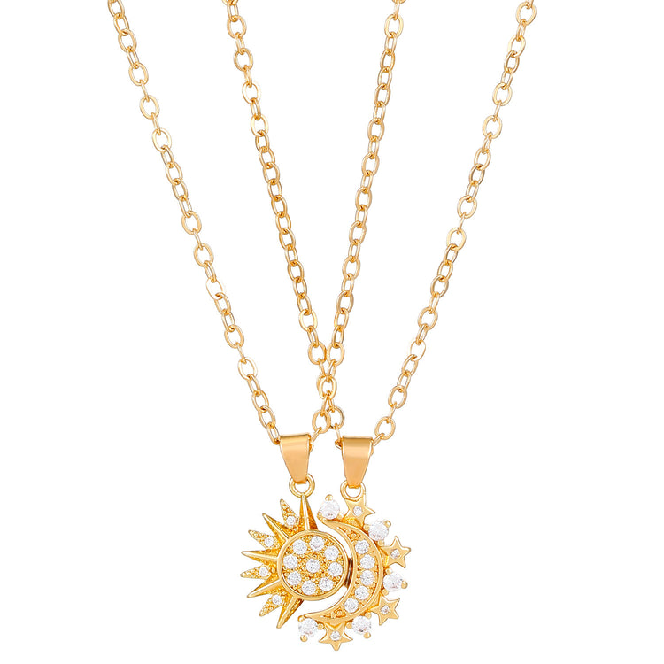 2pcs Necklace Sun And Moon Magnetic Pendant - Swefashionstore