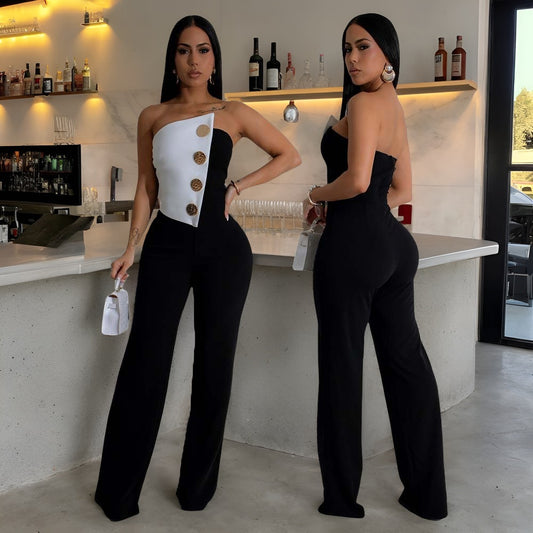 Damen Button JUMPSUIT Pendlerstil