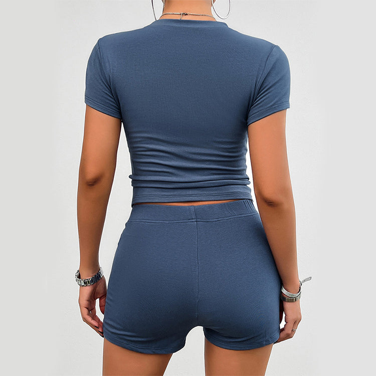 Slim Sports Suit Short-sleeved Round Neck T-shirt - Swefashionstore