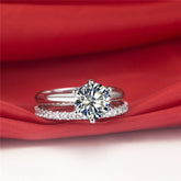 925 Silver Gold-plated Six-claw Ring With Moissanite Female T Carbon Diamond - Swefashionstore