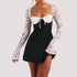Y2K  Lace Long Sleeve Dress Fashion Sexy Corset Backless Lace Up Short Dresses Womens Clothing - Swefashionstore