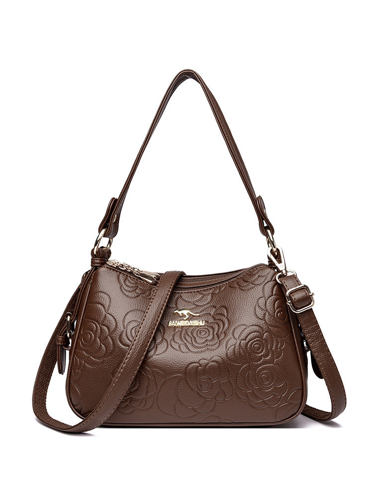 Soft Leather Textured Ethnic Style Simple Versatile Large Capacity Shoulder Messenger Bag - Swefashionstore