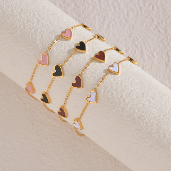 Ins Love Bracelet  Stainless Steel Dripping Heart Bracelet Fashion Valentine&
