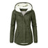 Winter Hooded Jacket for Women - Solid Color Fleece Zip-up with Pockets