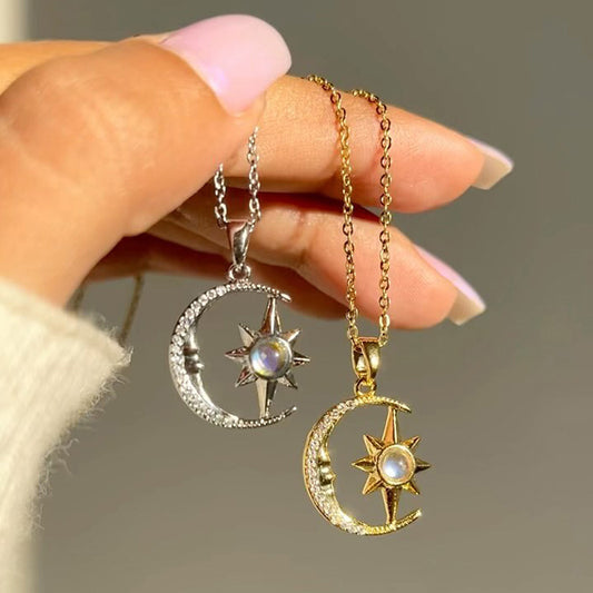9 Moon Star Zircon Pendant Necklace