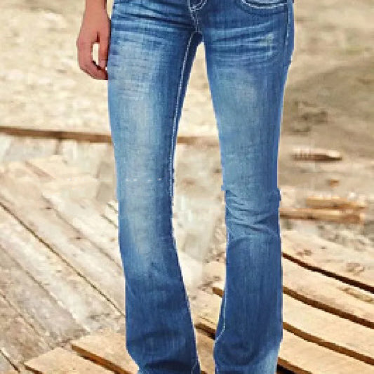 Denim Damen Low-Waist Flare Baumwolljeans
