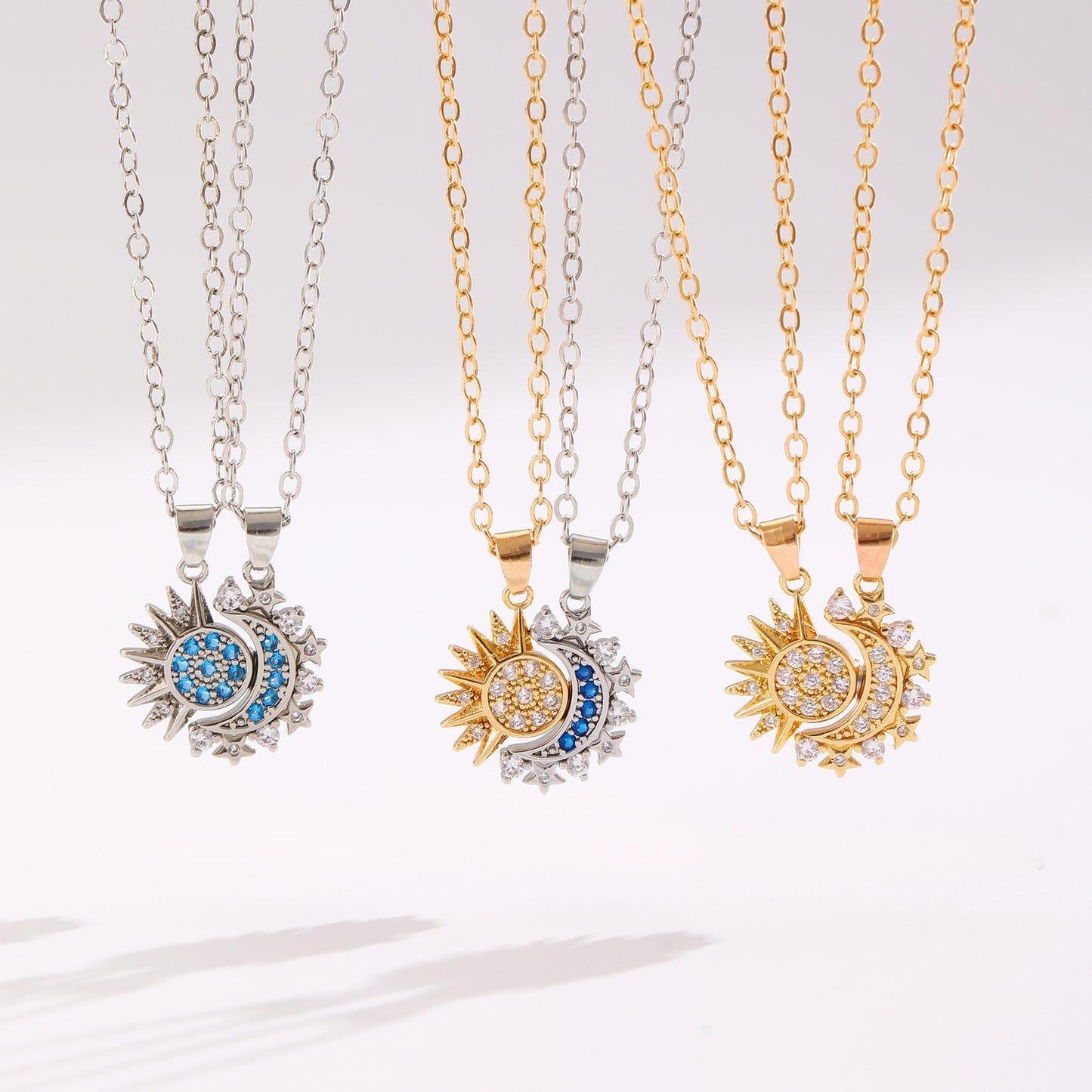 2pcs Necklace Sun And Moon Magnetic Pendant