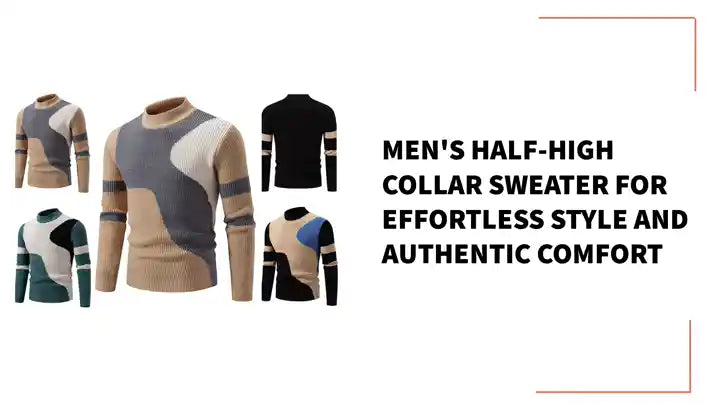 Men's Half-High Collar Sweater for Effortless Style and Authentic Comfort by@Outfy